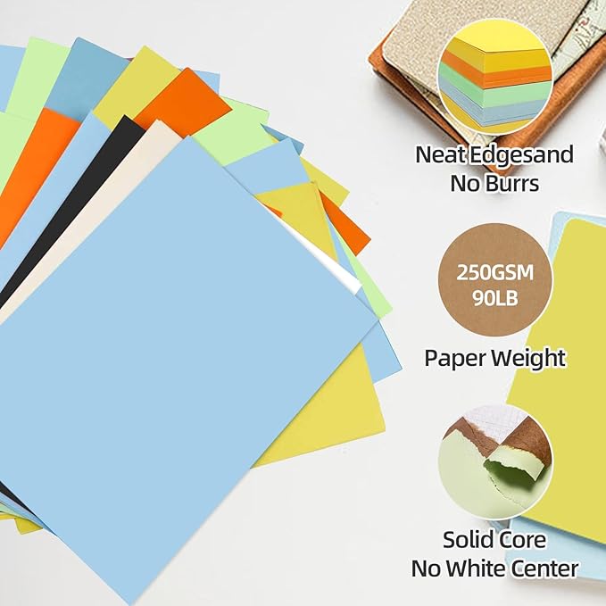 30 Sheets Blue Cardstock 8.5'' x 11'', 250gsm/90lb Heavyweight Cover Cardstock Paper, Thick and Smooth Card Stock Perfect for Invitations, Menus, DIY Cards, Arts and Crafts