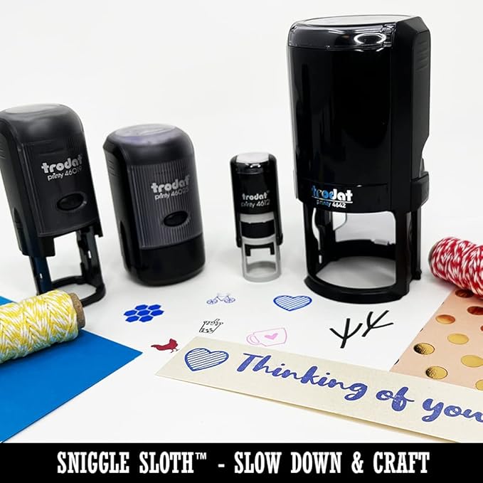 Thank You in Heart Self-Inking Rubber Stamp Ink Stamper for Stamping Crafting Planners - 3/4 Inch Small - Red Ink