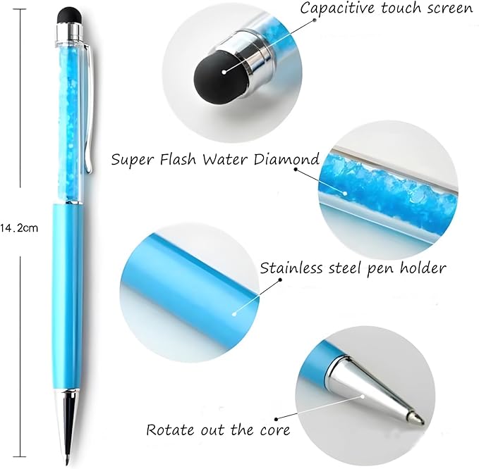 Yucold Customized Pens with Name/Logo - Touch Screen Stylus Ballpoint Pen, Perfect for Weddings, Business & Personalized Gifts (Peacock Green,30)