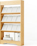 LHIUGE 4-Layer Brochure Display Rack,Freestanding Wooden Magazine Rack,Standing Literature Display Rack Brochure Holder for Home, Office, Retail Display