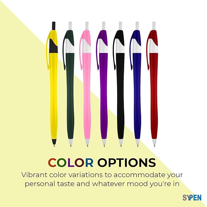 SyPen Personalized Pens With your Custom Logo or Text-1000 Pack Bulk-for Businesses, Parties, and Events, Custom Printed Slim Ballpoint Click Pens, Blue Barrel Colors, Black Ink