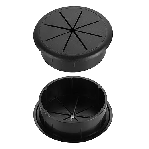 HYCC 10 Pack 2-3/8 Inch Flexible Desk Grommet,Organize Wires and Cables on Office Equipment, Computer Components, Entertainment Systems Effectively - Color: Black