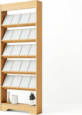 LHIUGE 6-Layer Brochure Display Rack,Freestanding Wooden Magazine Rack,Standing Literature Display Rack Brochure Holder for Home, Office, Retail Display