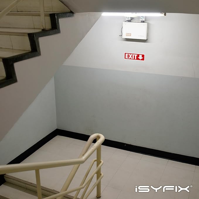 iSYFIX Exit Signs - 2 Pack 12x4 Inch Directional Down Arrow Signs, 40 mil Polystyrene Plastic, UV Laminated, Scratch & Fade Resistant, Waterproof - Ideal for Office, Theater, School, Business