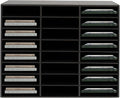 Literature Organizer with 24 Compartments | Adjustable Desktop File Sorter Mail Center for Home, Office & Classroom | PVC Paper Storage Cabinet with Shelves (Black, 24 Compartments)