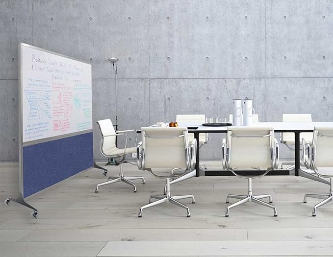 DivideWrite Mobile Whiteboard | Double Sided Dry Erase Board | Portable Office Cubicle Partition | Display for Classrooms, Conference Rooms, Meeting Areas and More | Charcoal Gray 5' Wide X 6' Tall