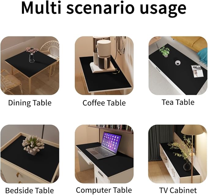 Zinkooat Table Cover Protector - 24x78 Inch Waterproof Easy to Clean Can Conceal Flaws Protector The Table Top from Scratches Used for Coffee Table (Black+Black 24x78)