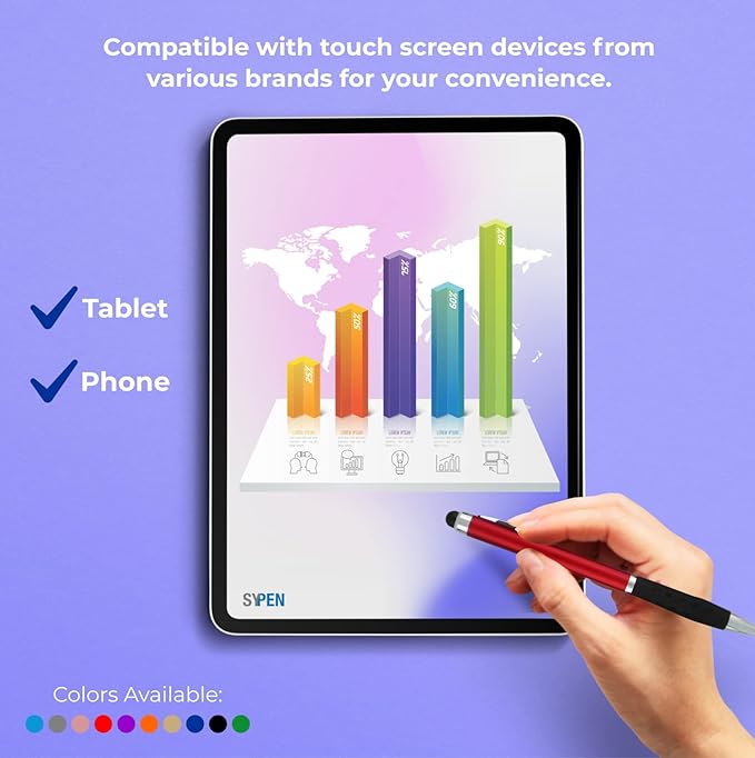 SyPen Personalized Stylus Pens With your Custom Logo or Text-300 Pack Bulk-for Businesses, Parties, and Events, 2 in 1 Ballpoint Pen & Stylus for Touchscreen Devices, Purple Barrel, Black Ink