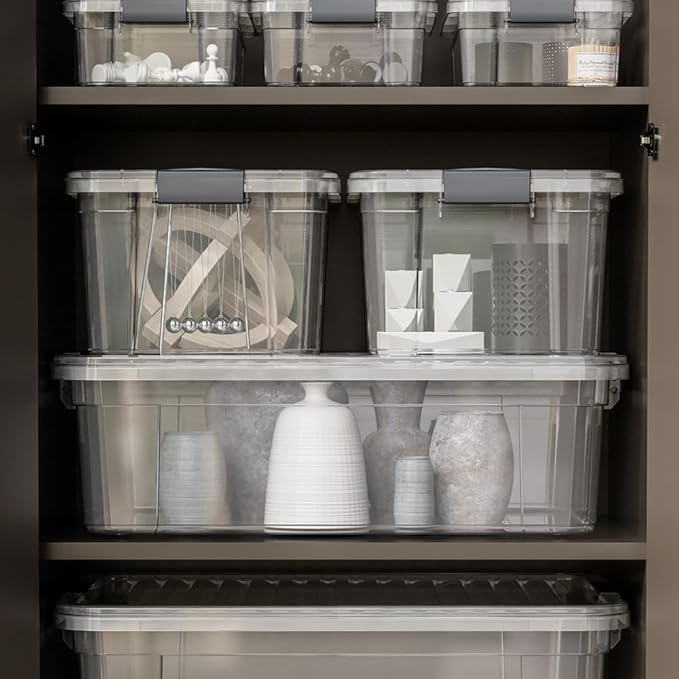 Superio Storage Bins with Lids, Clear Plastic Containers for Organizing, Stackable Totes, BPA Free, Odor Free, Organizer Boxes for Home, and Dorm (2 Pack, 22.75 Qt)