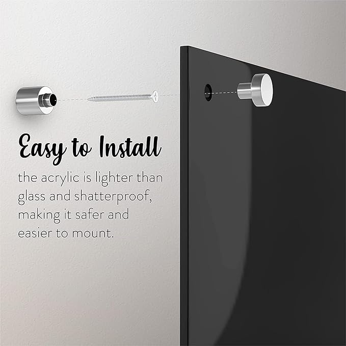 Acrylic Dry Erase Board for Wall with Stylish Border - Shipped Next Day, Made in USA, Non-Magnetic Whiteboard, Wall Mounted Board, Easy to Clean (Black - 30x36)