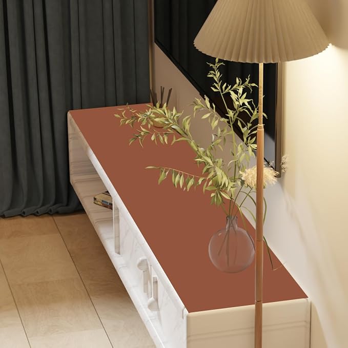 Zinkooat Leather Table Cover,1.8mm Thick,17x54 Inch Table Protector,Glass Table Protector,Table Sticker Cover,Desk Covers On Top of Desks.(Brown+Gray,17x54)
