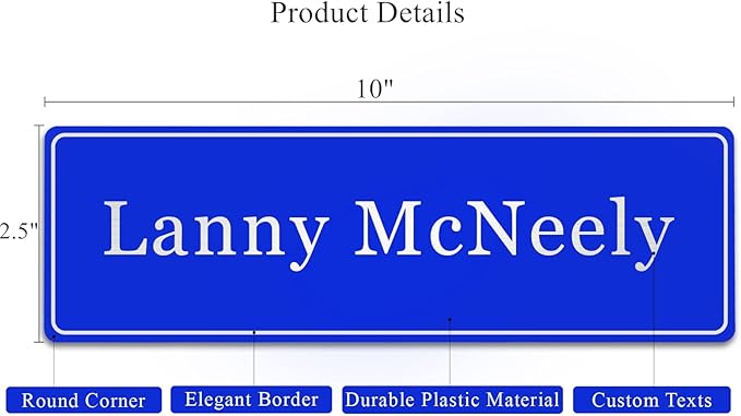 Custom Office Engraved Name Plate, Personalized Elegant Name Plates for Door or Wall Sign, Door Name Plate with Adhesive, Laser Engraving, 10 Colors Available (2.5" x 8")
