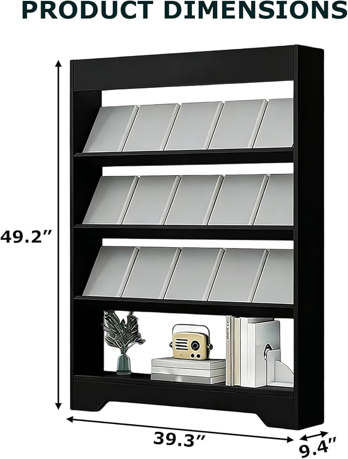 LHIUGE 4-Layer Brochure Display Rack,Freestanding Wooden Magazine Rack,Standing Literature Display Rack Brochure Holder for Home, Office, Retail Display