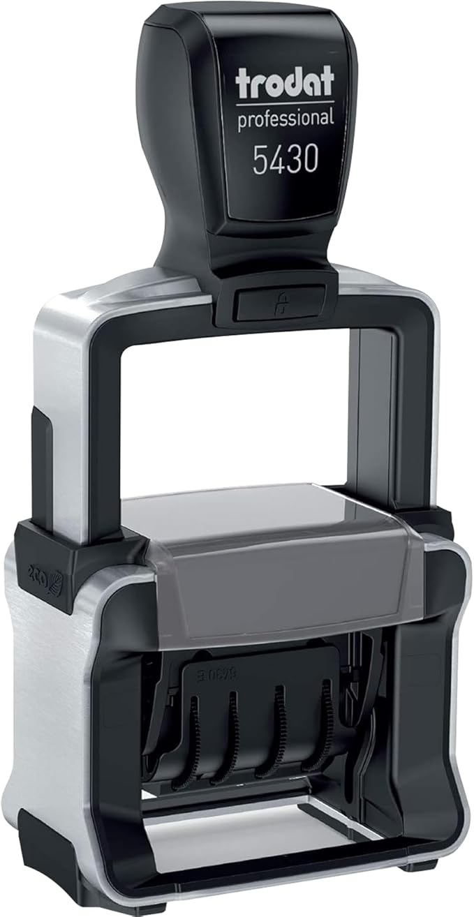 Trodat 5430 Professional Self-Inking Date Stamp with Scanned - Blue/Red 2 Color Ink
