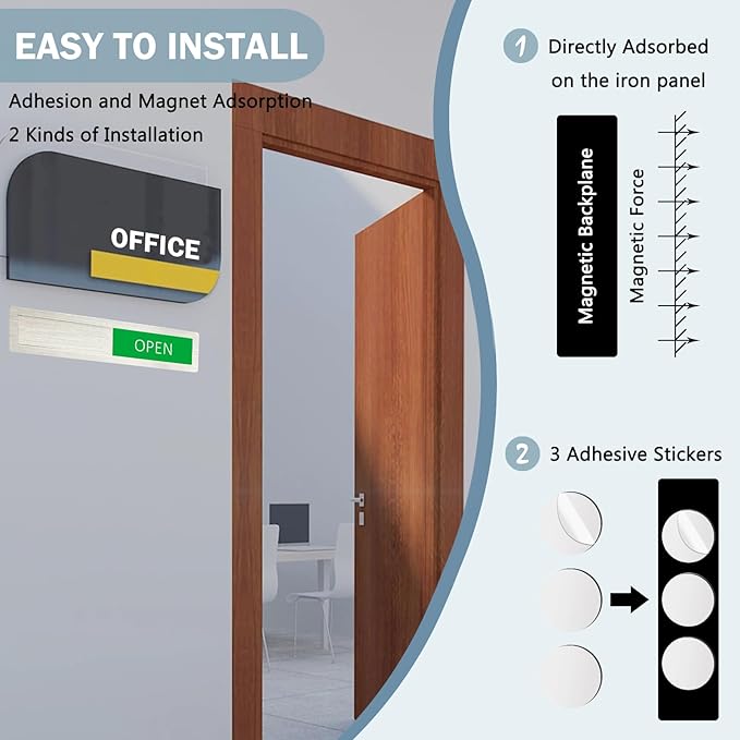 Open Closed Sign, Open Signs Privacy Slide Door Sign Indicator for Business Storefront, Restroom, Office Door, Wall, Window, Restaurants, Retail Salon Shops,7'' x 1.5'' - Stainless Steel,Silver