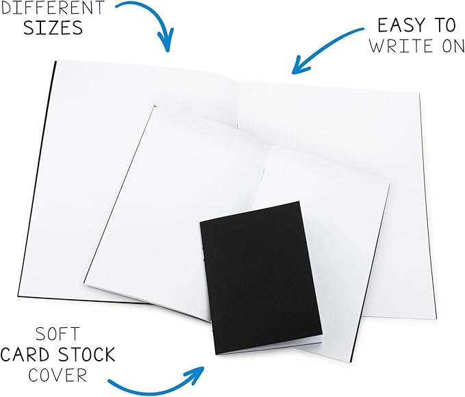 Hygloss Blank Books - Bulk 50 Pack – 4.25" x 5.5" A6 Black Paperback Blank Books for Kids to Write Stories, Doodle, Arts & Crafts – Plain Drawing Sketchbook, Unlined Journal, Notebook Without Lines
