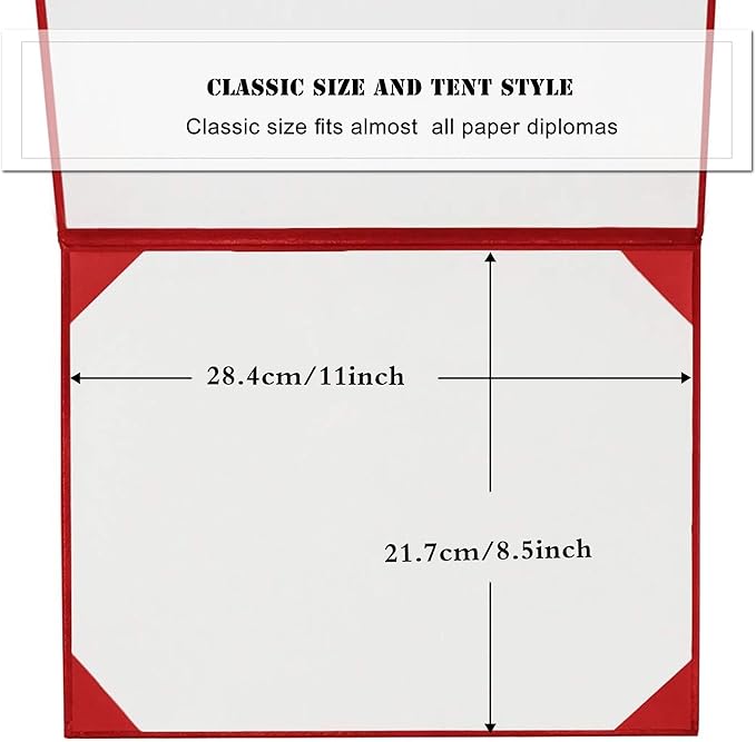 Diploma Cover 8.5” x11” Diploma Holder of Graduation Leatherette Padded Certificate（Tent Style)