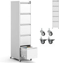 IKIMI 5 Drawer File Cabinet with Wheels,Metal Mobile Filing Cabinets with Lock,Vertical File Cabinet for Home Office,Heavy Duty Storage Cabinet for A4/Letter/Legal Size File,Assembly Required