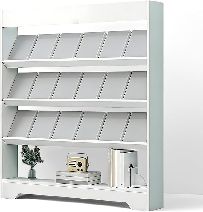 LHIUGE 4-Layer Brochure Display Rack,Freestanding Wooden Magazine Rack,Standing Literature Display Rack Brochure Holder for Home, Office, Retail Display