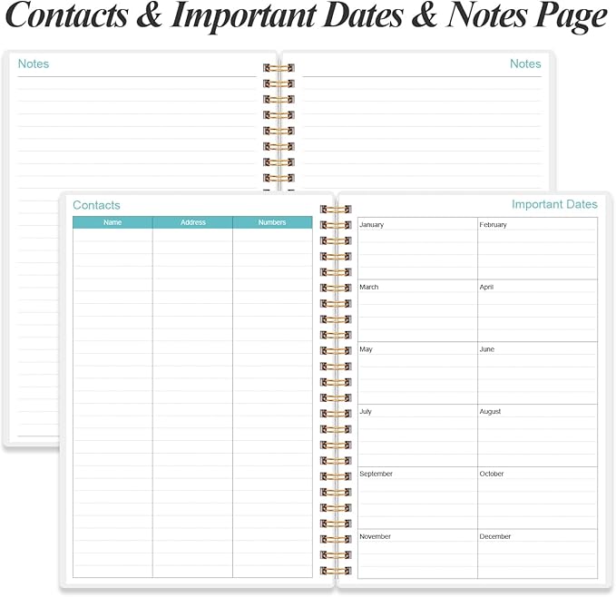 2026-2027 Planner - 18 Months Weekly & Monthly Planner from January 2026 - June 2027, Spiral Notebook 2026-2027 with Elastic Closure, Inner Pocket, Medium 5.8" x 8.3", Blue Leaf Flower