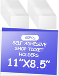 Outus Self Adhesive Shop Ticket Holders Clear Plastic Sleeves Adhesive Pockets Work Order Job Ticket Holders for Home Office Posting Signs(11 x 8.5 Inch,60 Pcs)