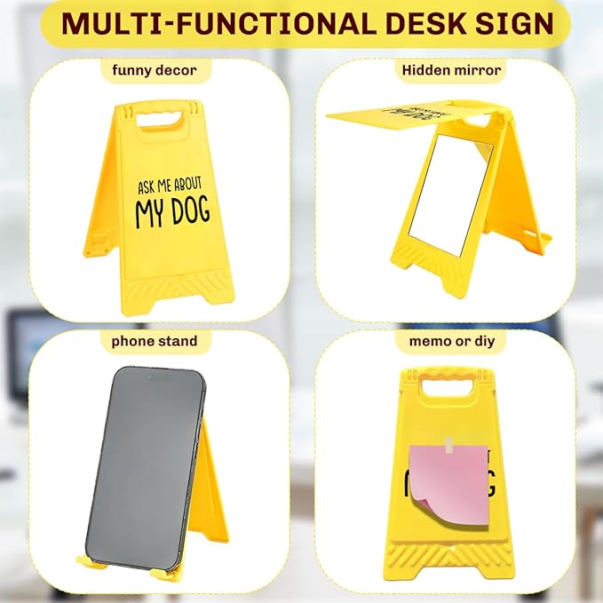 Funny Office Desk Accessories,Motivational Affirmations Office Cubicle Decor,Phone Holder Mirror Acrylic Table Signs,Library Desk Decor，Dog Gifts for Women Men Coworker Dogs Mom (My Dog)