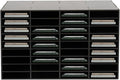 Literature Organizer with 36 Compartments | Adjustable Desktop File Sorter Mail Center for Home, Office & Classroom | PVC Paper Storage Cabinet with Shelves, Black