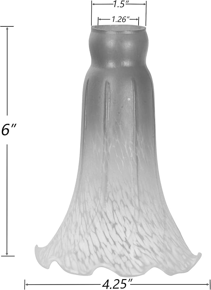 Bieye LS22 Lily Flower Blown Glass Lampshade (Orange Blue, Opening I.D. 1.26" x O.D. 1.5")
