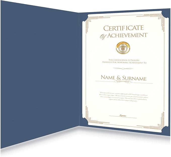 HAUTOCO 30 Pack Certificate Holders, Navy Blue Diploma Holders, Document Award Covers Certificate Folders with Gold Foil Border for 8.5x11 Letter Size