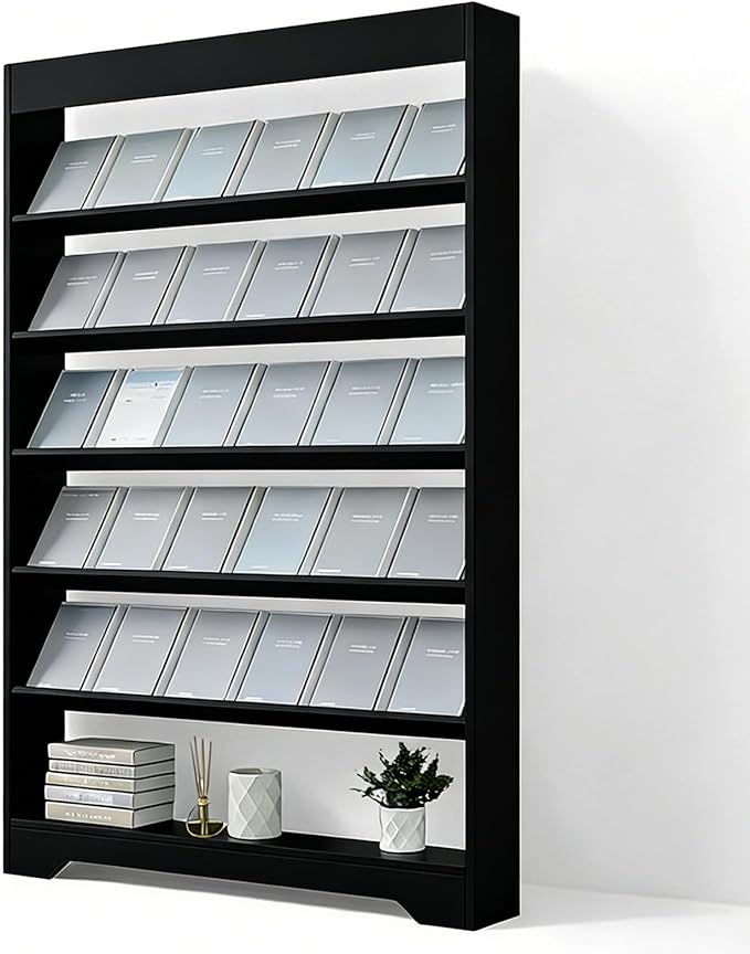 LHIUGE 6-Layer Brochure Display Rack,Freestanding Wooden Magazine Rack,Standing Literature Display Rack Brochure Holder for Home, Office, Retail Display
