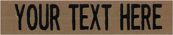 Custom Uniform Name Tapes Solid Colors. Coyote Brown Fabric, 4 Inch Hook Fastener (Uniform Ready Fastener)