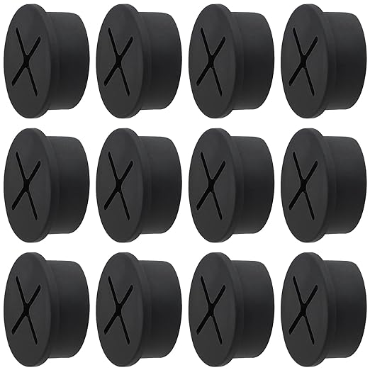Desk Grommet, 1 Inch Flexible Rubber Grommets, Silicone Cable Cord Grommet Wire Hole Cover for Desk, Table and Other Furnitures(12Pack)