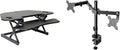 Rocelco 46" Height Adjustable Corner Standing Desk Converter with Dual Monitor Arm Bundle - Quick Sit Stand Up Computer Workstation Riser - Extra Large Keyboard Tray - Black (R CADRB-46-DM2)