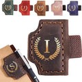 Personalized Mark Bookmark with Pen Holder, Leather Magnetic Book Marker 26 Letters,Custom Initials Page Marks, Gifts for Book Lovers Readers Men Women (Coffee, I)