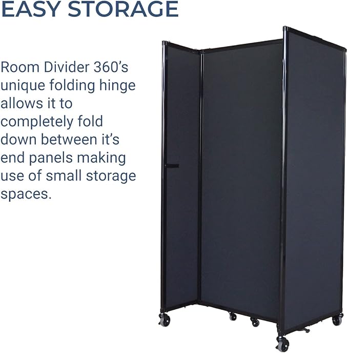 Versare Straightwall Sliding Portable Wall Partition | Freestanding Office Dividers | Locking Wheels | Temporary Room Separator | 15'6'' Wide x 5' Tall Cloud Gray Fabric Panels