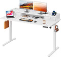 DEVAISE 55×28 Inch Electric Standing Desk with Drawers, Computer Desk with 3 Adjustable Height, Storage Shelf and Built-in USB Outlet, Memory Preset, Sit to Stand Desk for Home Office, White
