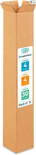Tall Moving & Shipping Boxes 4 x 4 x 30 inches (5-Pack) - Extra Strength 200 lb vs Regular - Corrugated Boxes for Packaging Moving - Cardboard Box for Shipping - Packaging Box by IDL Packaging