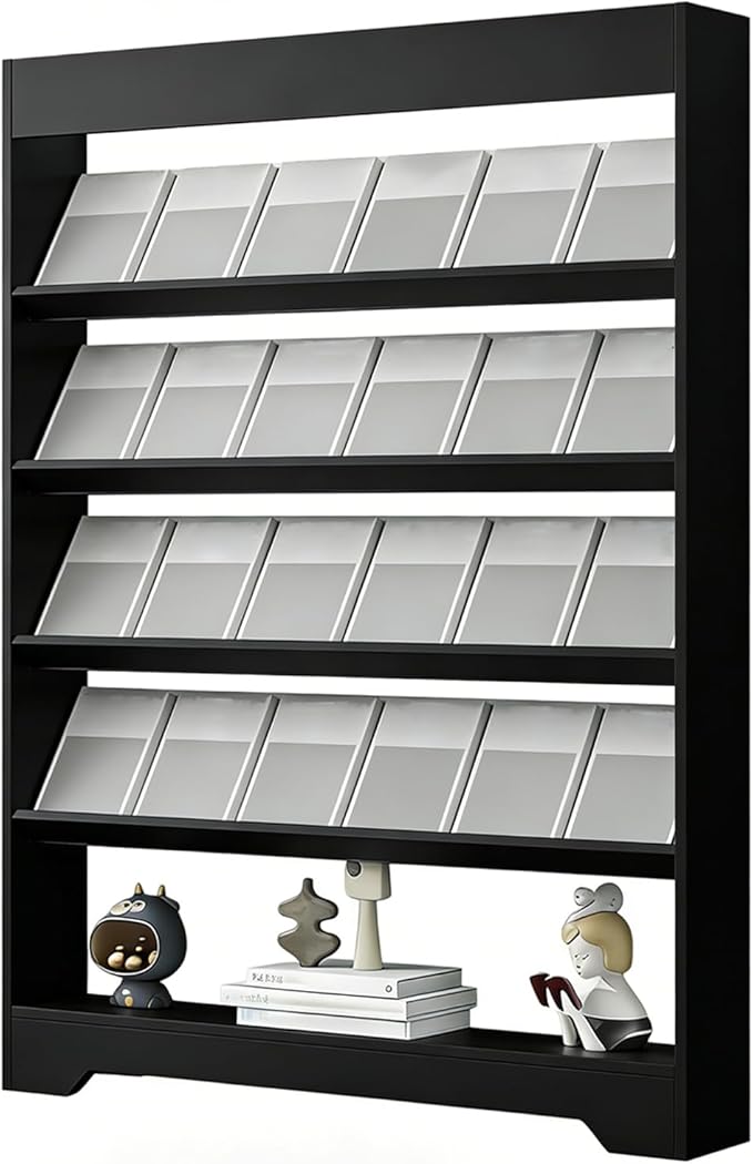 LHIUGE 5-Layer Brochure Display Rack,Freestanding Wooden Magazine Rack,Standing Literature Display Rack Brochure Holder for Home, Office, Retail Display