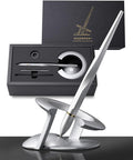 novium Hoverpen Interstellar - Luxury Pen Made With Aerospace Alloys, Unique Aesthetic, Free Spinning Executive Pen, Desk Decor (Starlight Silver, 18K-Gold)
