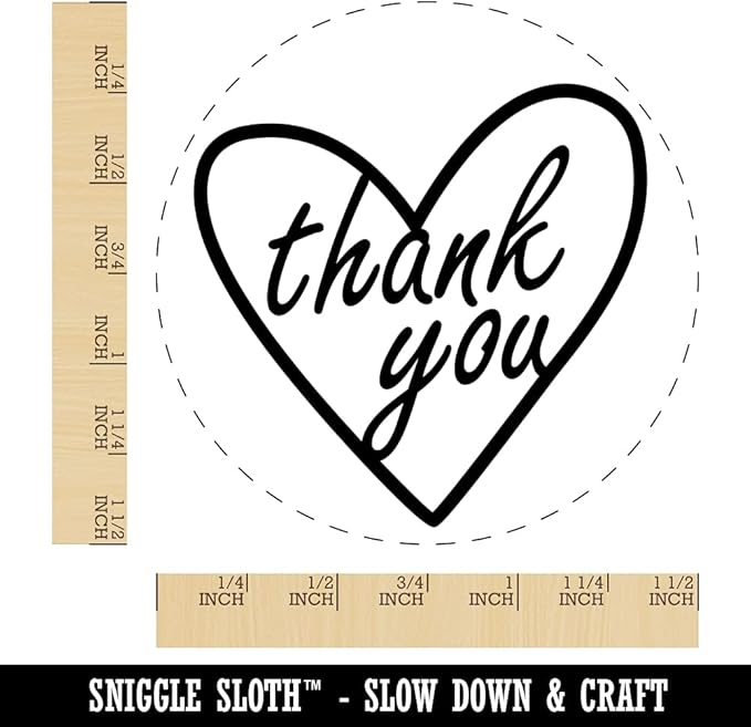 Thank You in Heart Self-Inking Rubber Stamp Ink Stamper for Stamping Crafting Planners - 1-1/2 Inch Large - Blue Ink