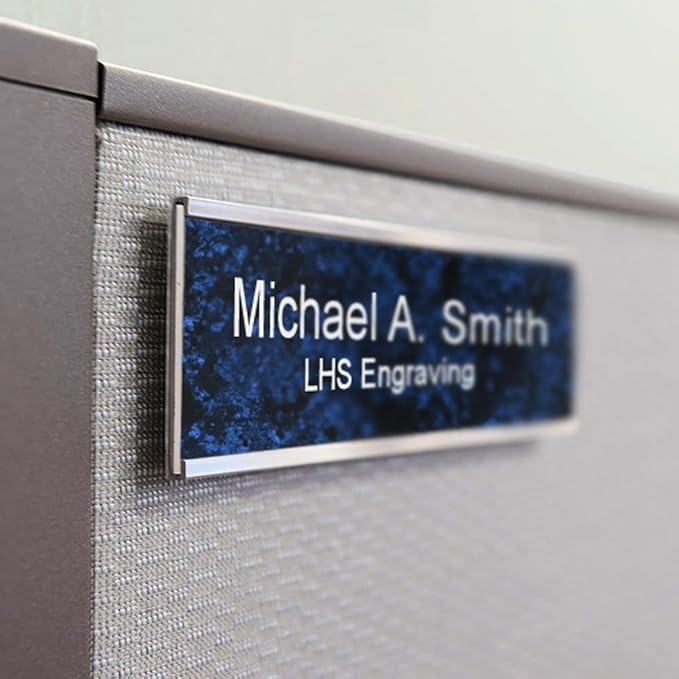 Engraved Name Plates for Door Sign Personalized Brushed Copper Pattern Plastic Plaque with Black Letters - Made in USA 2x8 M5