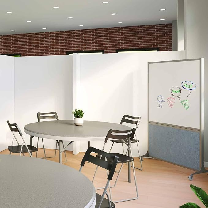 DivideWrite Mobile Whiteboard | Double Sided Dry Erase Board | Portable Office Cubicle Partition | Display for Classrooms, Conference Rooms, Meeting Areas and More | Warm Pebble 5' Wide x 6' Tall
