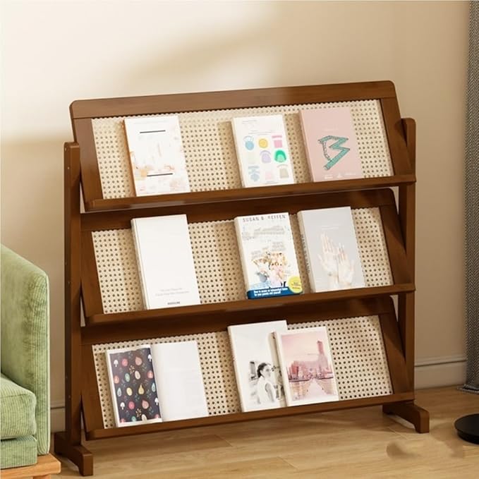 3-Tier Magazine Rack, Floor-Standing Magazine Holder, Bamboo Newspaper Stand, Brochure Display Stand, Book Shelf for Office, Study, Home, Furnishing(100cm-39.4in)