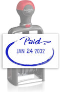 Heavy Duty Style Office Date Stamp with Paid - Self Inking Dater - Style C - Blue Ink Color