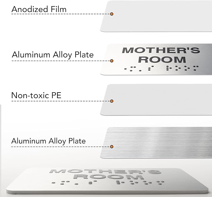 Conference Room Signs for Business and Office Sign, ADA Signs with Raised Text & Grade 2 Braille, Easy Installation with Adhesive Pad – Brushed Aluminum/Silver