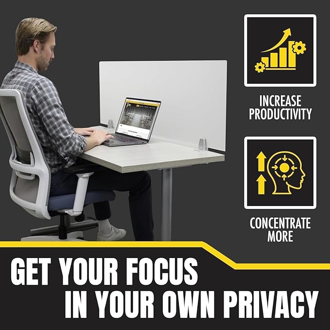 OBEX Frosted Acrylic Desk Mounted Privacy Panel, 18" x 66", Frosted