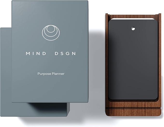 Undated Daily Planner To Do List Notepads and Walnut Stand - 120 Checklist Cards, 10 Goal Cards - Perfect Note Pads for Work Desk or School - ADHD Office Accessories - Productivity Task Analog
