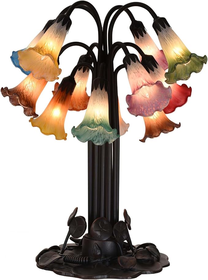 Bieye LS102S Lily Flower Blown Glass Lampshade (White Indigo, Opening I.D. 0.87" x O.D. 1")
