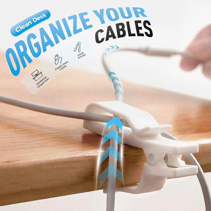 Movable Cord Holder for Nightstand, 2026 New Upgrade Cord Organizer Holder, Cable Organizers USB Cable Holder Wire Organizer Cord Clips, Cable Hider for Home, Office,Cubicle Accessories (9, White)