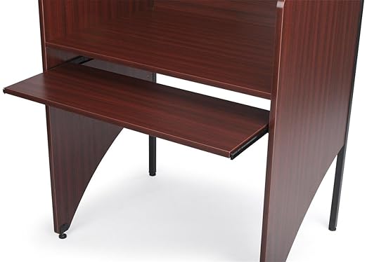 Displays2go Study Cubicle, Keyboard Tray, Steel Legs, Melamine Top – Mahogany (LCKSCCSSSM)
